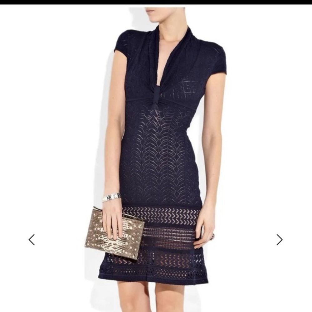 Catherine Maladrino Yellow Label Pointelle Cap Sleeve Dress